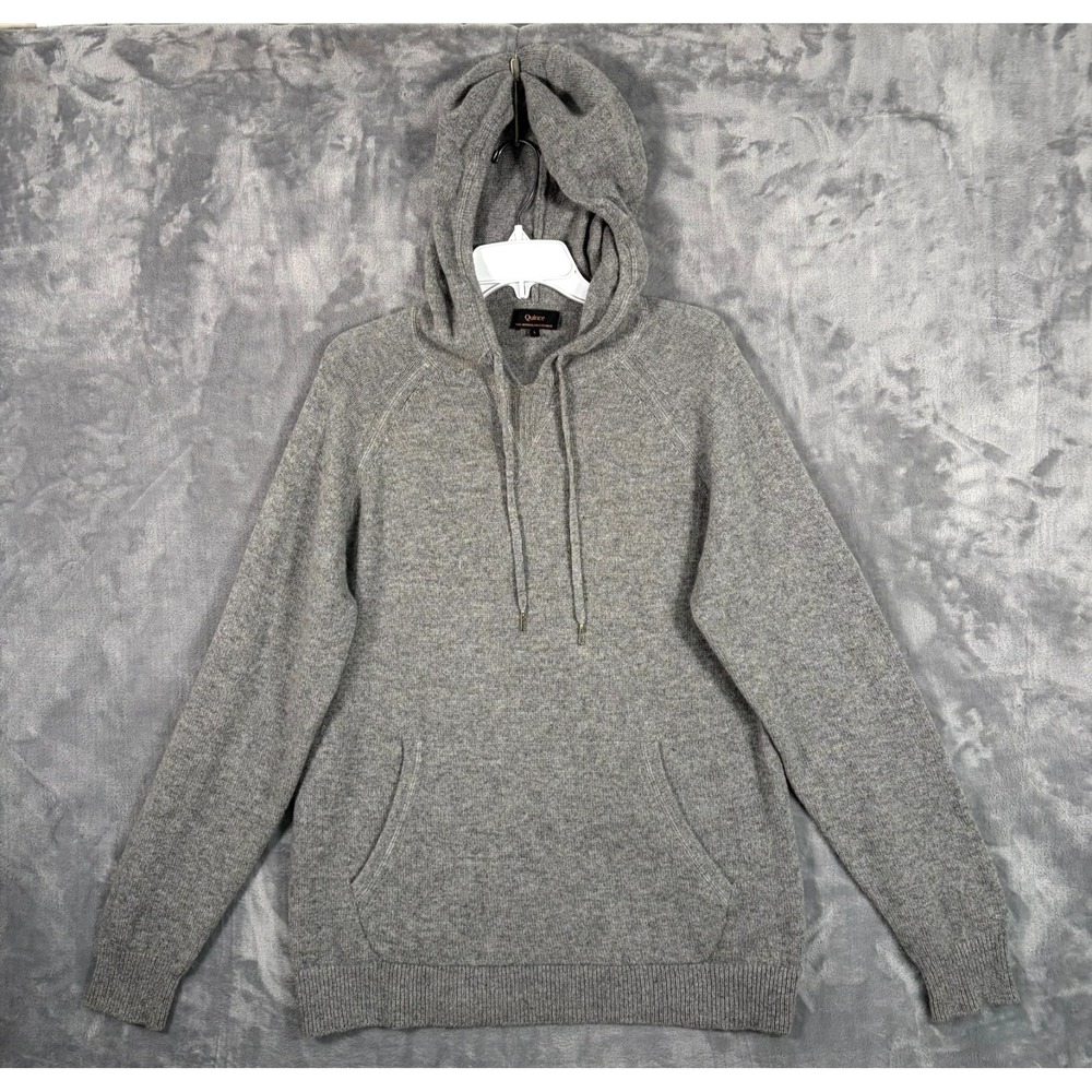 Quince Mongolian Cashmere Pullover Hoodie Mens Large Grey Sweatshirt